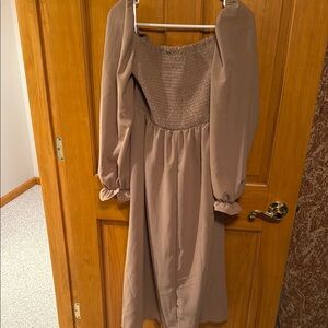 Floerns Women's Boho Square Neck Smocked Long Puff Sleeve A Line Maxi Dress